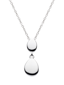 Kit Heath Coast Pebbles Twin Drop Pendant Necklace, Silver, Silver