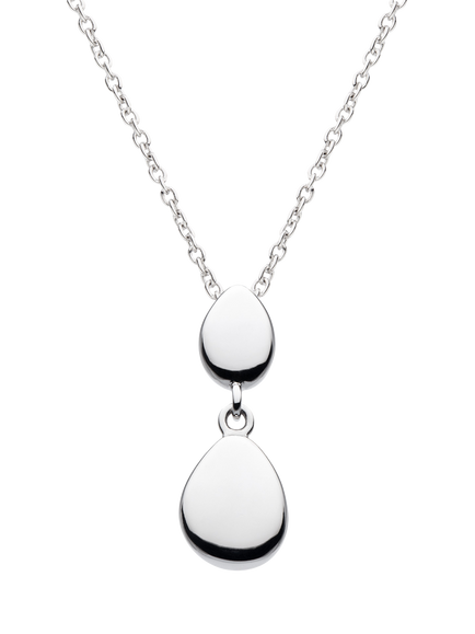 Kit Heath Coast Pebbles Twin Drop Pendant Necklace, Silver, Silver