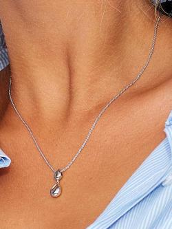 Kit Heath Coast Pebbles Twin Drop Pendant Necklace, Silver - view 2, Silver