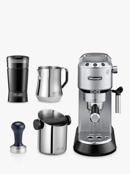 De'Longhi Dedica Barista Bundle ECKG6820.M Coffee Machine Set, Silver, Silver