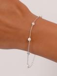 Lauren Ralph Lauren Crystal and Freshwater Pearls Chain Bracelet, Silver/White