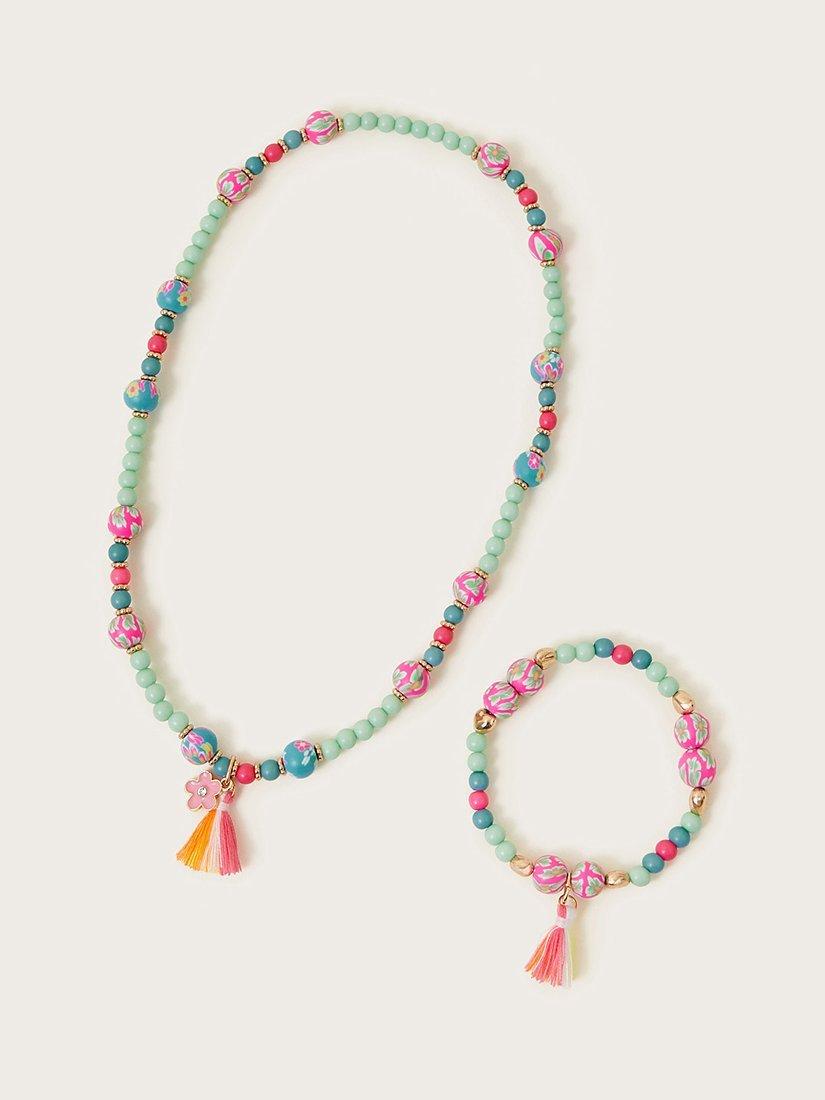Monsoon Kids' Tassel Beaded Necklace & Bracelet Set, Multi