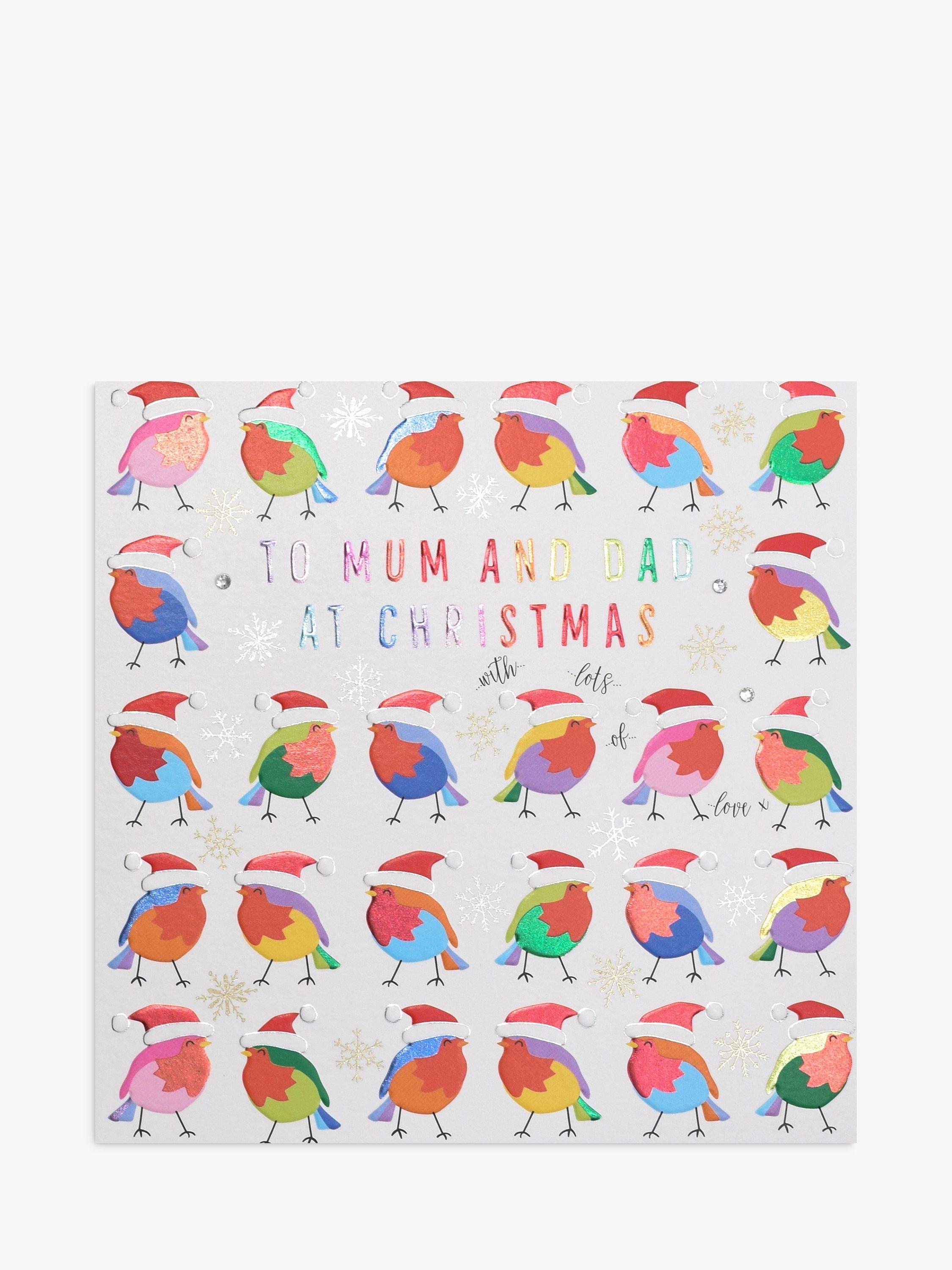 Wendy Jones Blackett Merry Christmas Mum & Dad Robins Card
