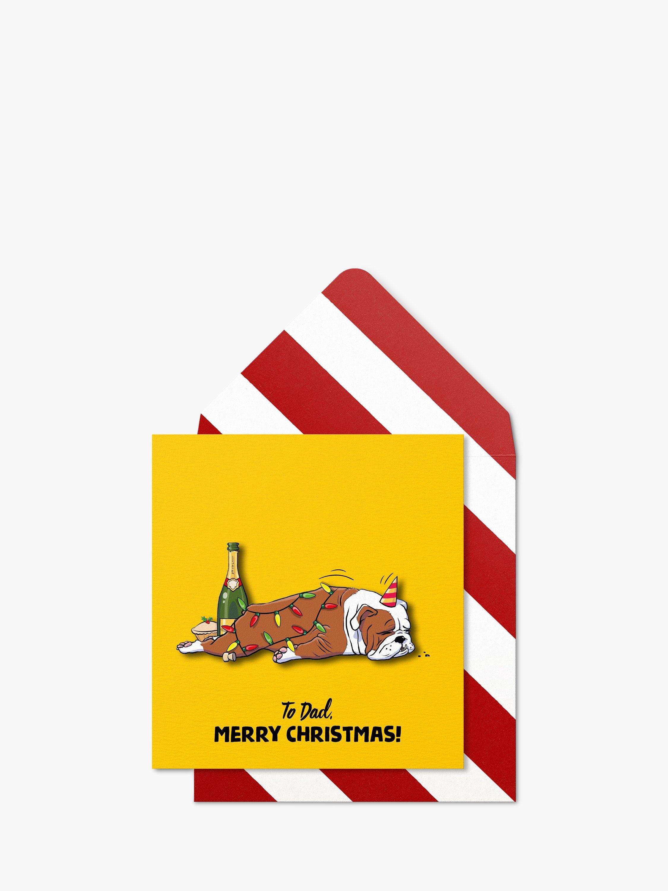 Tache Crafts Merry Christmas Dad Bulldog Card