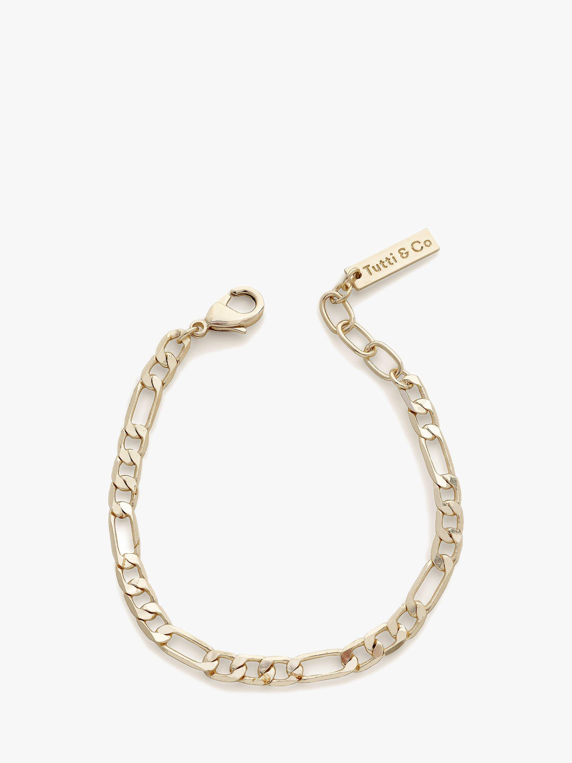Product image 1 of 4, which shows Tutti & Co Plateau Figaro Link Chain Bracelet, Gold