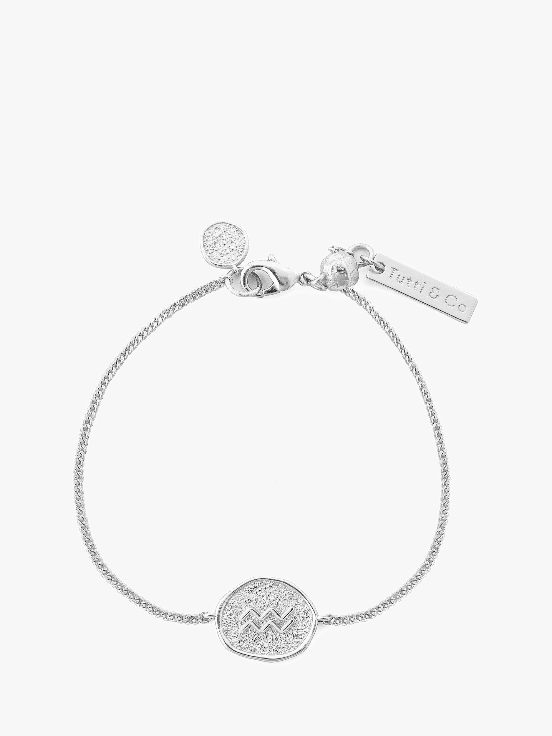 Product image 1 of 4, which shows Tutti Zodiac Charm Chain Bracelet, Silver, Aquarius