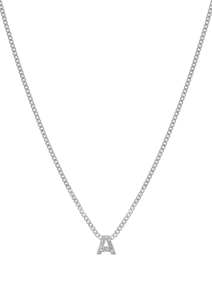 Tutti Textured Alphabet Pendant Necklace, Silver, Silver