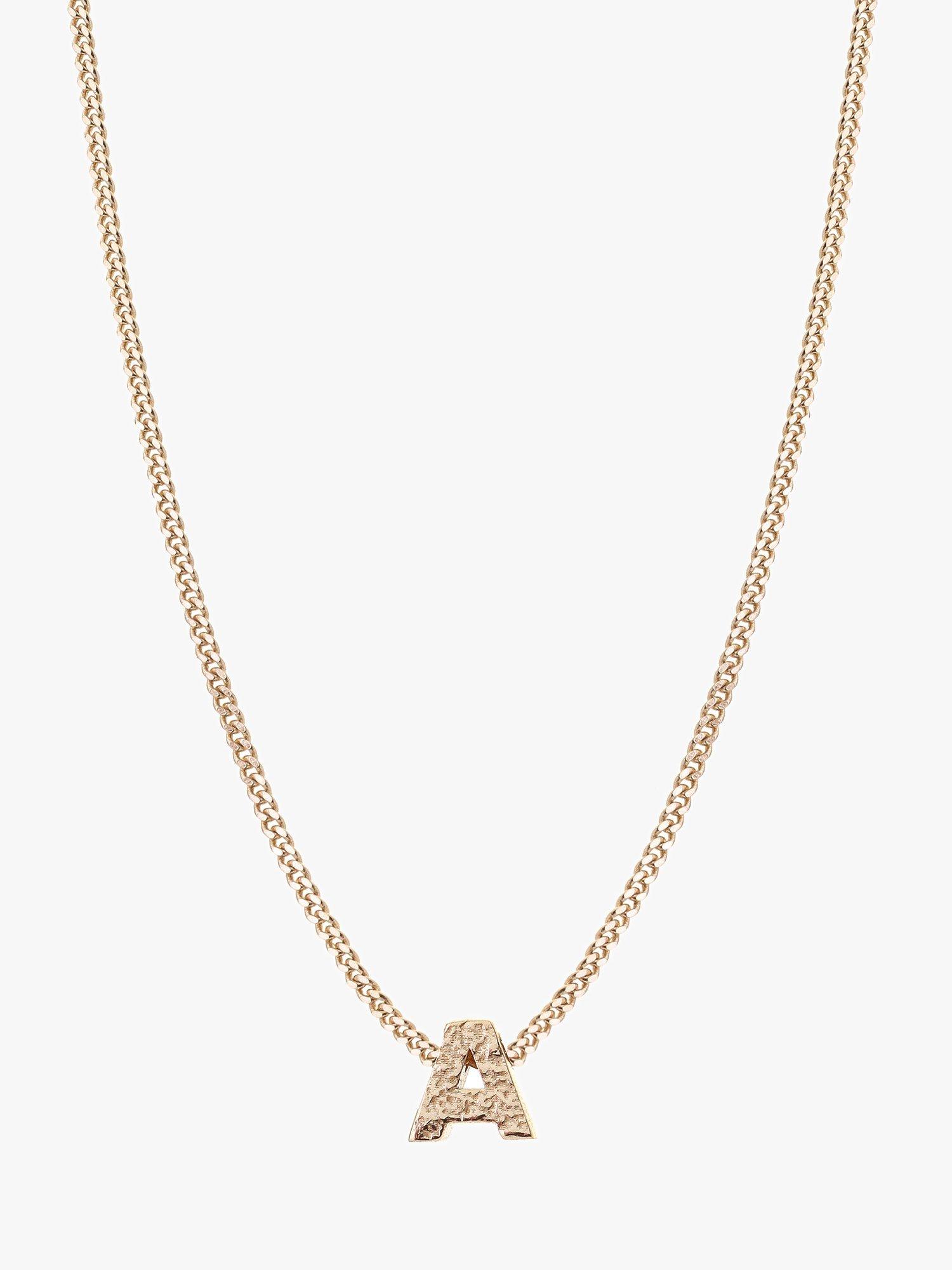 Product image 1 of 3, which shows Tutti & Co Textured Alphabet Pendant Necklace, Gold, A