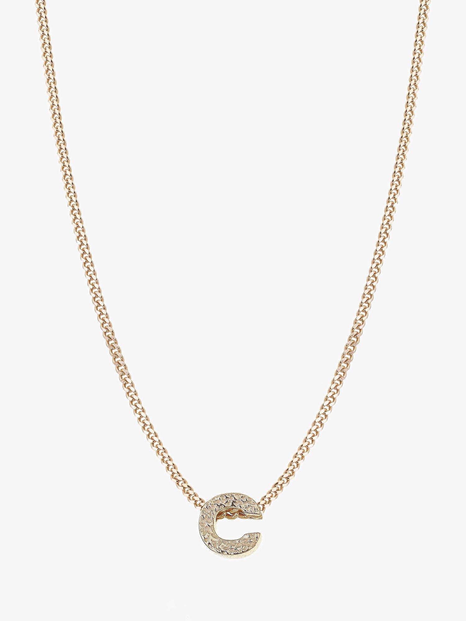 Product image 1 of 2, which shows Tutti Textured Alphabet Pendant Necklace, Gold, C