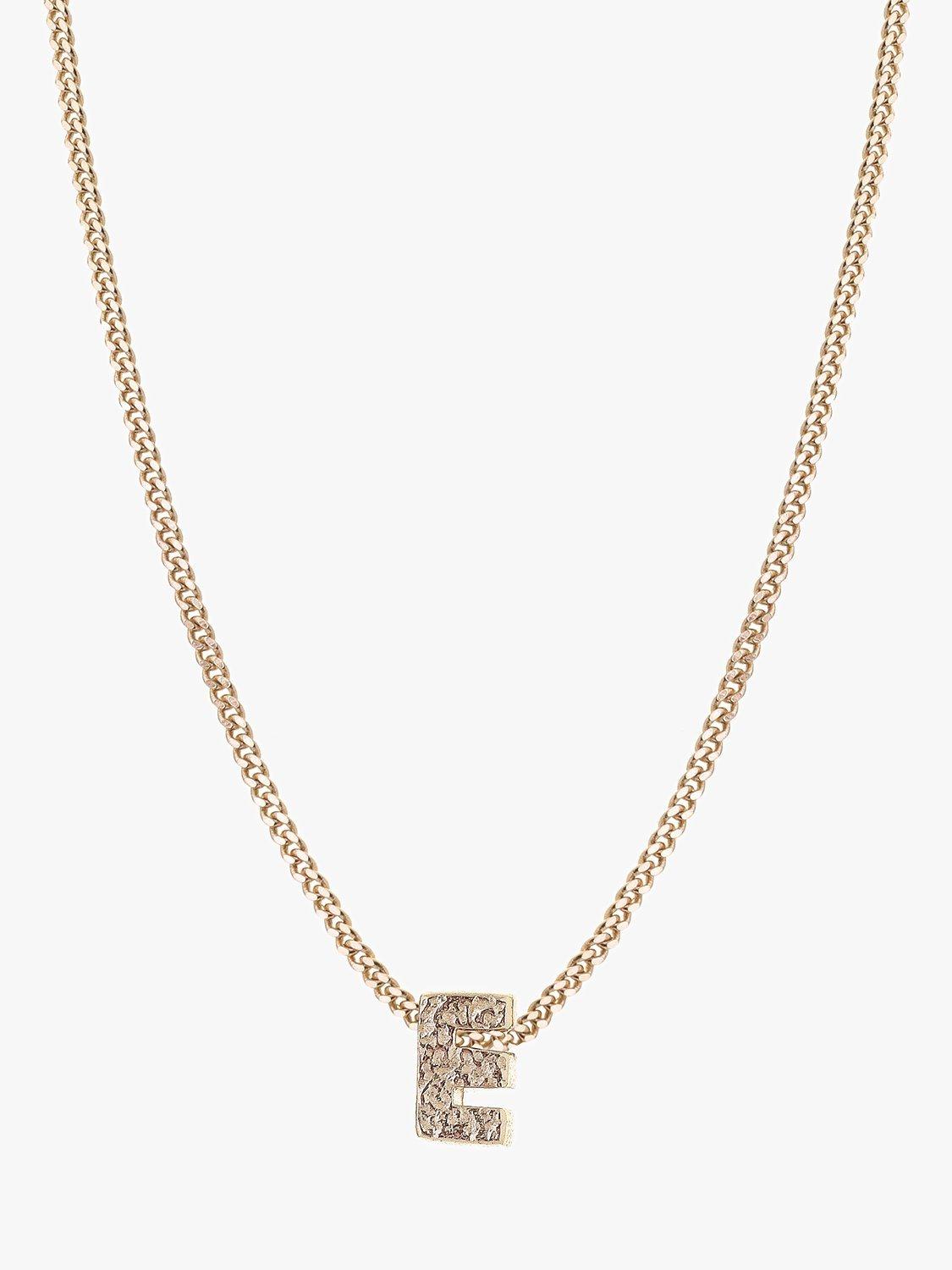 Product image 1 of 3, which shows Tutti Textured Alphabet Pendant Necklace, Gold, E
