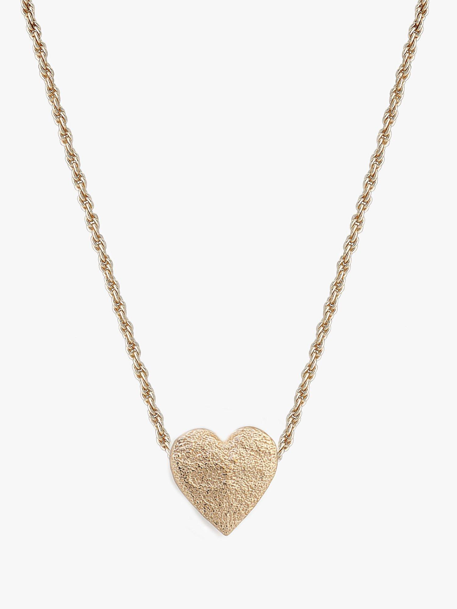 Product image 1 of 6, which shows Tutti & Co Embrace Textured Heart Chain Necklace, Gold