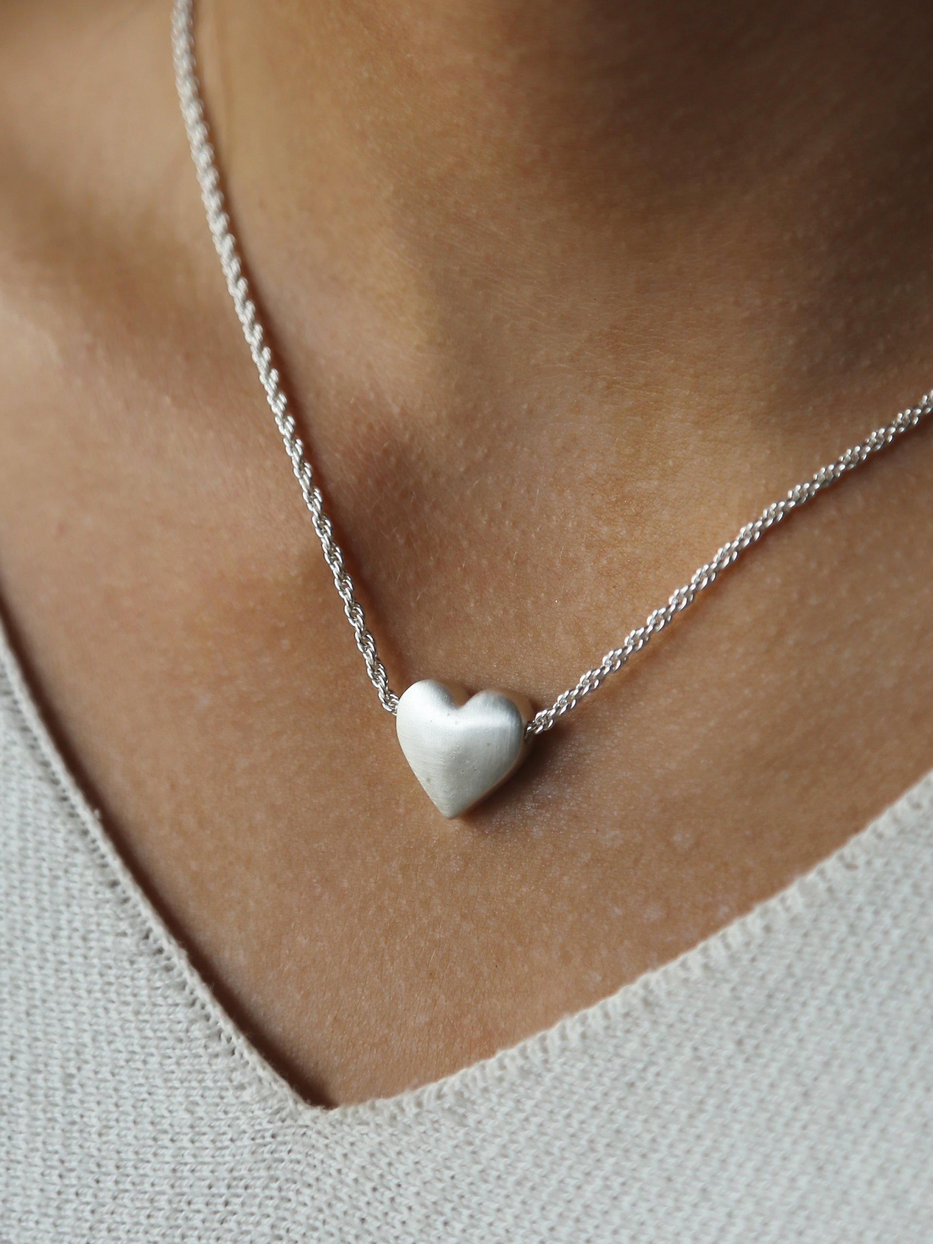 Product image 4 of 5, which shows Tutti & Co Embrace Textured Heart Chain Necklace, Silver