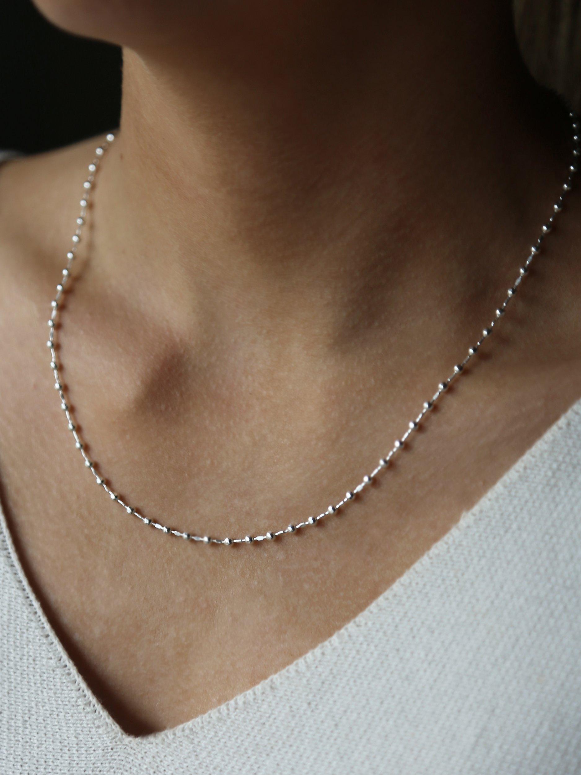 Product image 2 of 4, which shows Tutti & Co Skyline Beaded Chain Necklace, Silver
