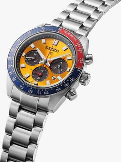 Seiko SSC947P1 Men's Prospex 'Pogue' Solar Chronograph 1969 Re-interpretation Automatic Bracelet Strap Watch, Silver/Yellow - view 2, Silver/Yellow