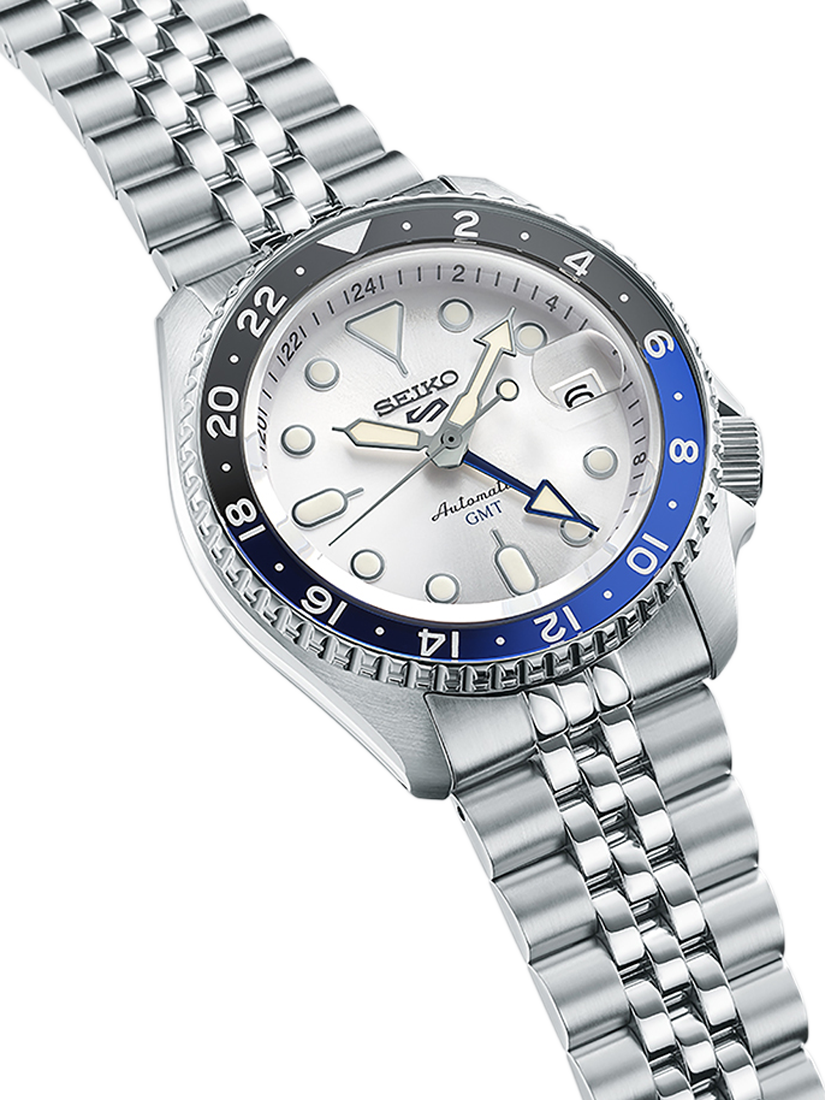 Product image 2 of 6, which shows Seiko SSK033K1 Men's 5 Sports SKX GMT Date Automatic Bracelet Strap Watch, Silver