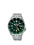 Seiko SSK035K1 Men's 5 Sports SKX GMT Date Automatic Bracelet Strap Watch, Green/Silver