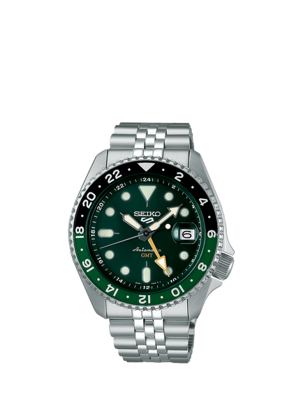 Seiko SSK035K1 Men's 5 Sports SKX GMT Date Automatic Bracelet Strap Watch, Green/Silver, Green/Silver