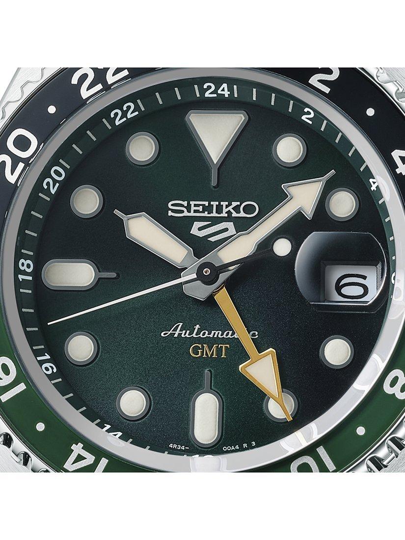 Product image 4 of 5, which shows Seiko SSK035K1 Men's 5 Sports SKX GMT Date Automatic Bracelet Strap Watch, Green/Silver