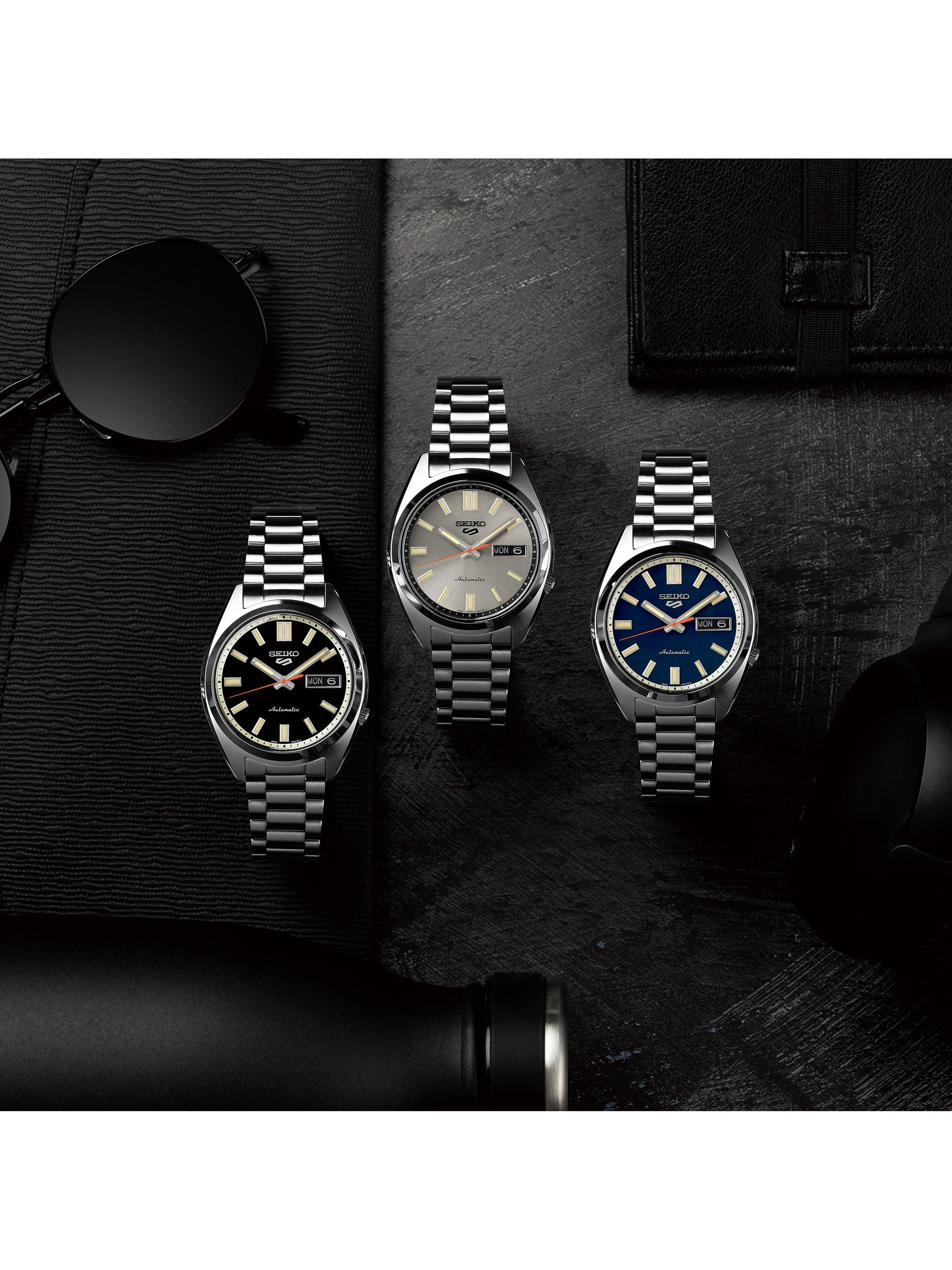Product image 5 of 5, which shows Seiko Men's 5 Sports SNXS Automatic Date Bracelet Strap Watch, SRPK89K1 Silver/Black