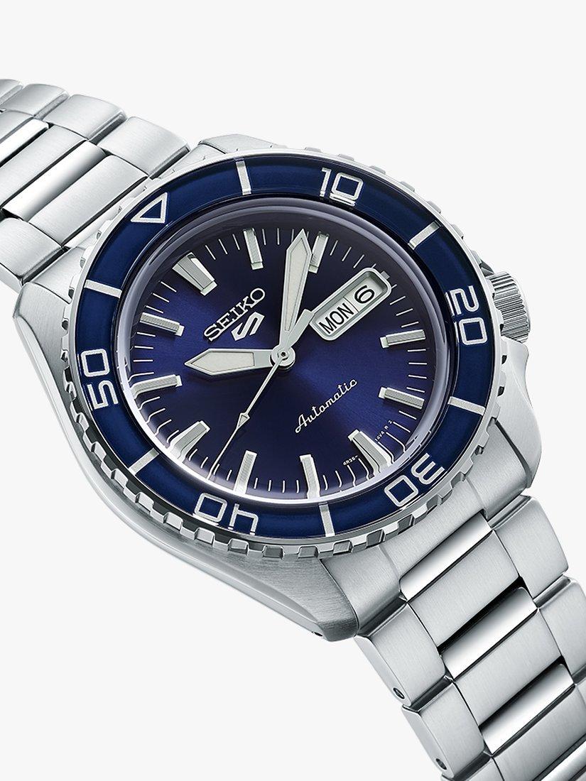 Product image 2 of 4, which shows Seiko SRPK97K1 Men's 5 Sports SKX - SNZH5 Automatic Day Date Bracelet Strap Watch, Silver/Blue