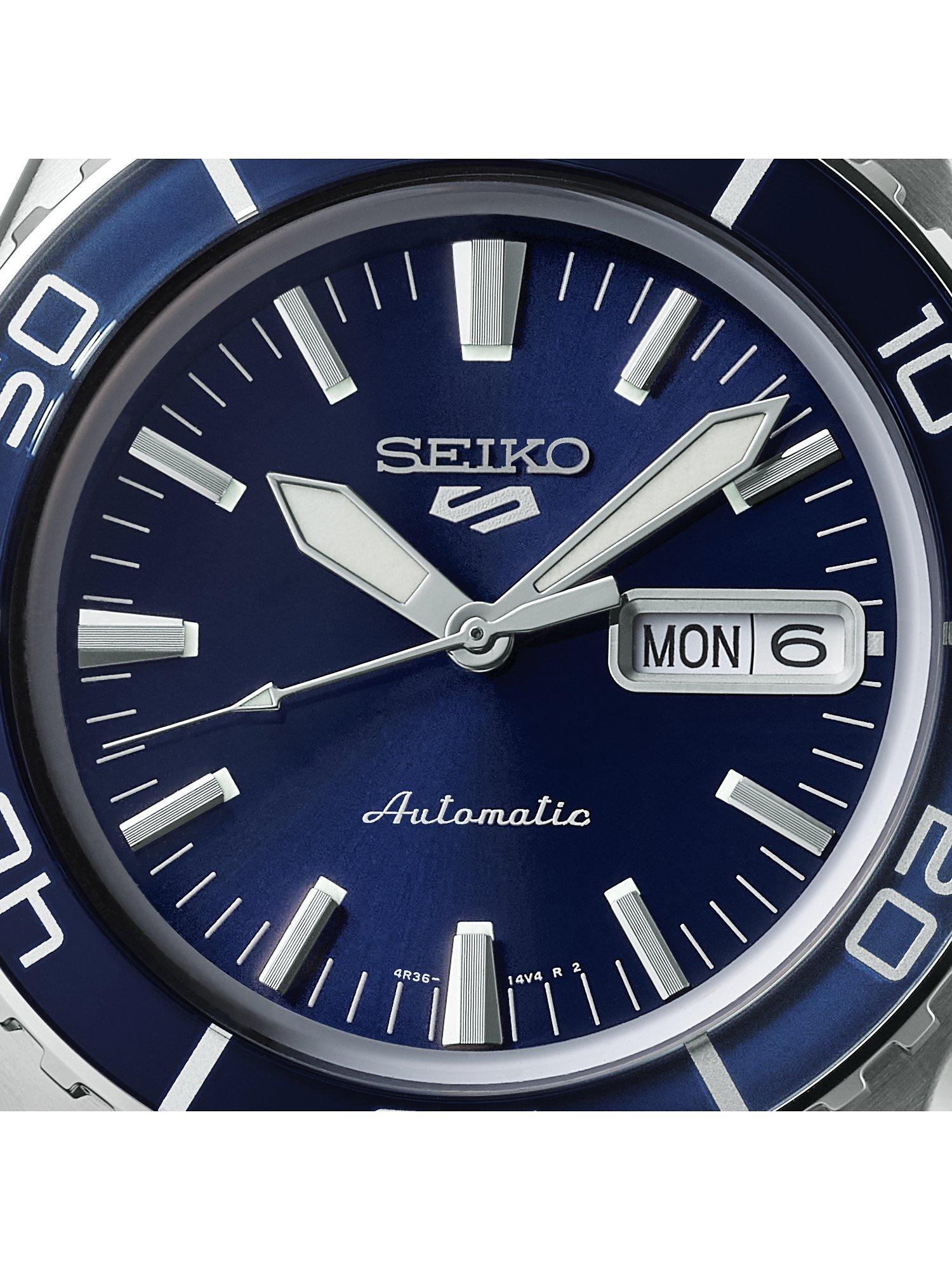 Product image 3 of 4, which shows Seiko SRPK97K1 Men's 5 Sports SKX - SNZH5 Automatic Day Date Bracelet Strap Watch, Silver/Blue