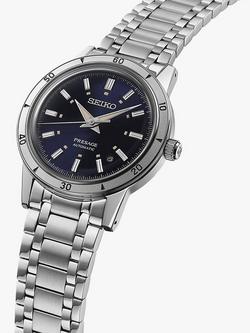 Seiko Presage Style 60s Elegant Yet Rugged Automatic Bracelet Strap Watch - view 2, Silver/Purple