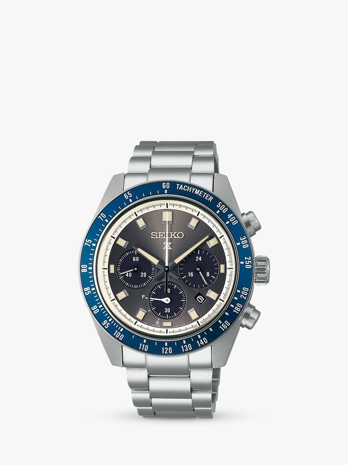Product image 1 of 6, which shows Seiko SSC939P1 Men's Prospex 'Grand Touring' Solar Speedtimer Chronograph Bracelet Strap Watch, Silver/Grey