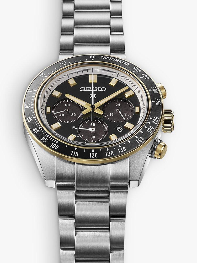 Product image 2 of 6, which shows Seiko SSC941P1 Men's Prospex Circuit Race Solar Speedtimer Chronograph Bracelet Strap Watch, Black