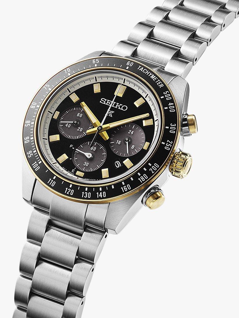 Product image 3 of 6, which shows Seiko SSC941P1 Men's Prospex Circuit Race Solar Speedtimer Chronograph Bracelet Strap Watch, Black