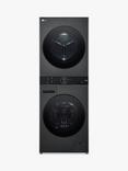 LG WT1210BBTN1 WashTower Washer Dryer, 12kg/10kg Load, 1400rpm Spin, Black