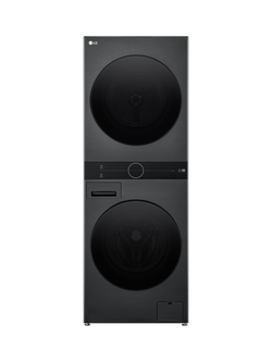 LG WT1210BBTN1 WashTower Washer Dryer, 12kg/10kg Load, 1400rpm Spin, Black, Black