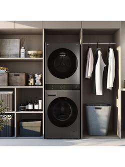 LG WT1210BBTN1 WashTower Washer Dryer, 12kg/10kg Load, 1400rpm Spin, Black - view 2, Black