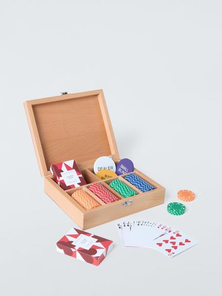 John Lewis Wood Poker Set, 