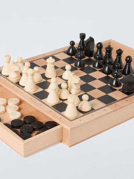 John Lewis Wood Chess & Draughts Set - view 2, 
