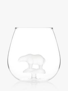 Bar Bespoke Polar Bear in a Glass Tumbler, 500ml, Clear