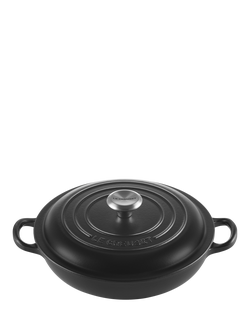 Le Creuset Cast Iron Signature Shallow Casserole, 22cm, Satin Black