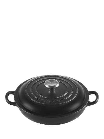 Le Creuset Cast Iron Signature Shallow Casserole, 22cm, Satin Black