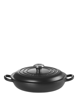 Le Creuset Cast Iron Signature Shallow Casserole, 22cm - view 2, Satin Black