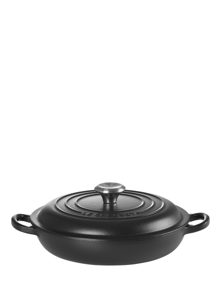 Le Creuset Cast Iron Signature Shallow Casserole, 22cm - view 2, Satin Black