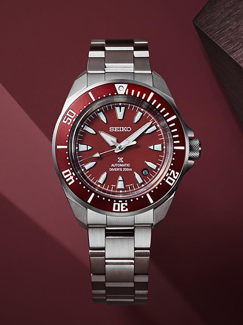 Product image 5 of 6, which shows Seiko Men's Prospex 4R Shog-urai Diver Bracelet Strap Watch, Red SRPL11K1