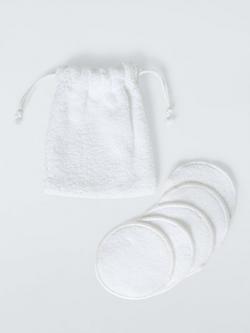 John Lewis Organic Cotton Face Pads, Pack of 5, White, 