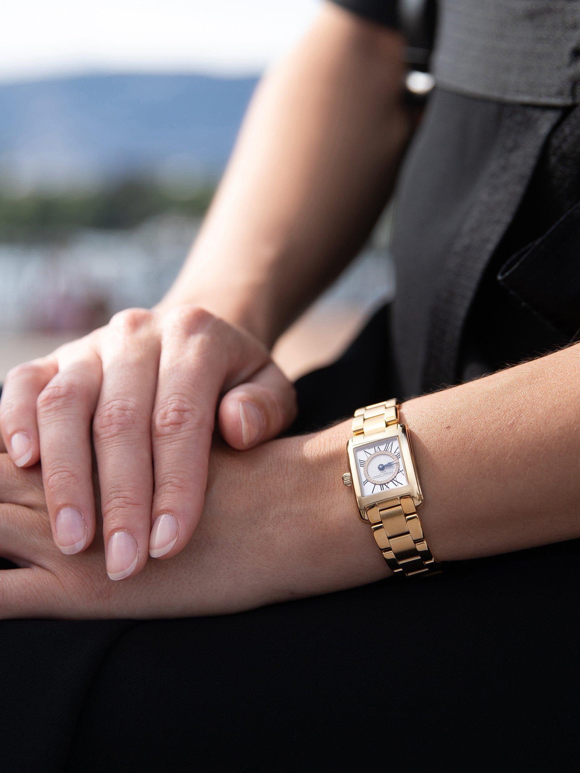 Product image 5 of 6, which shows Frederique Constant FC-200MCDC25B Women's Classics Carree Bracelet Strap Watch, Gold