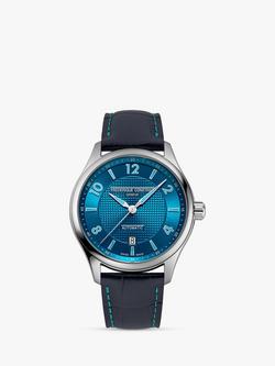 Frederique Constant FC-303RMLN5B6 Men's Runabout Automatic Date Leather Strap Watch, Dark Blue/Blue, Dark Blue/Blue