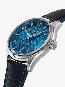 Frederique Constant FC-303RMLN5B6 Men's Runabout Automatic Date Leather Strap Watch, Dark Blue/Blue - view 2, Dark Blue/Blue