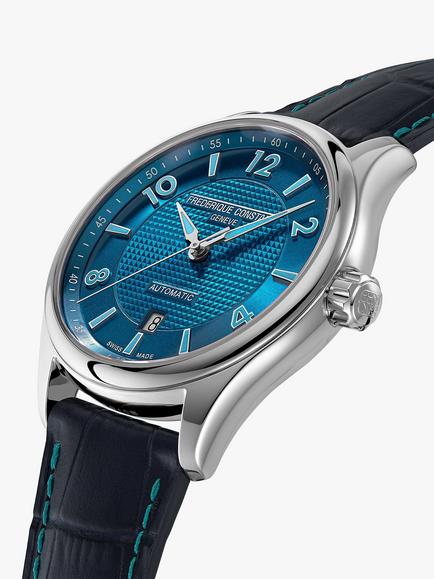 Frederique Constant FC-303RMLN5B6 Men's Runabout Automatic Date Leather Strap Watch, Dark Blue/Blue - view 2, Dark Blue/Blue