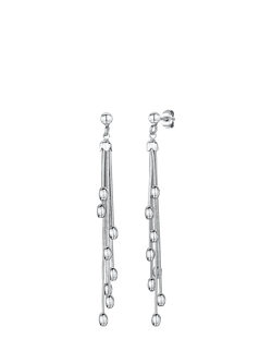 Jools by Jenny Brown Beaded Tassel Drop Earrings, Silver