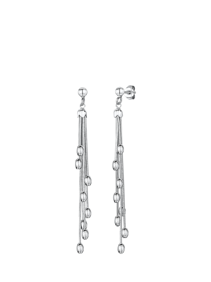 Jools by Jenny Brown Beaded Tassel Drop Earrings, Silver