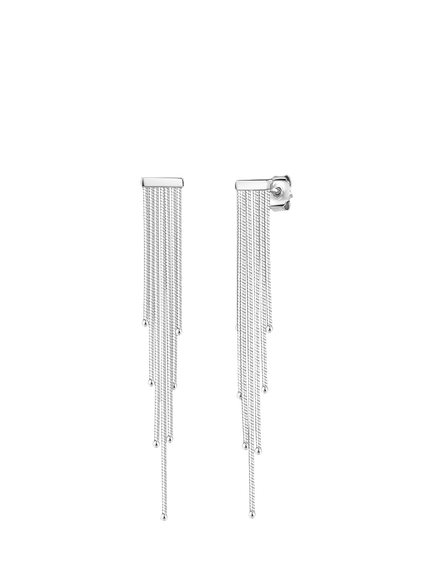 Jools by Jenny Brown Beaded Tassel Drop Earrings, Silver