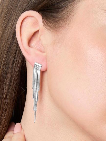 Jools by Jenny Brown Beaded Tassel Drop Earrings - view 2, Silver
