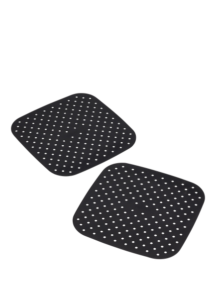 Tala Square Silicone Reusable Air Fryer Base Liner, Set of 2, 19cm, Black